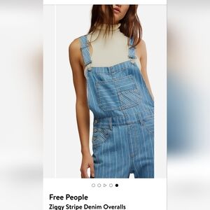 Free People Ziggy Stripe Blue Overalls